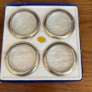 Crystal and Silverplate by Leonard Made in Italy Set of 4